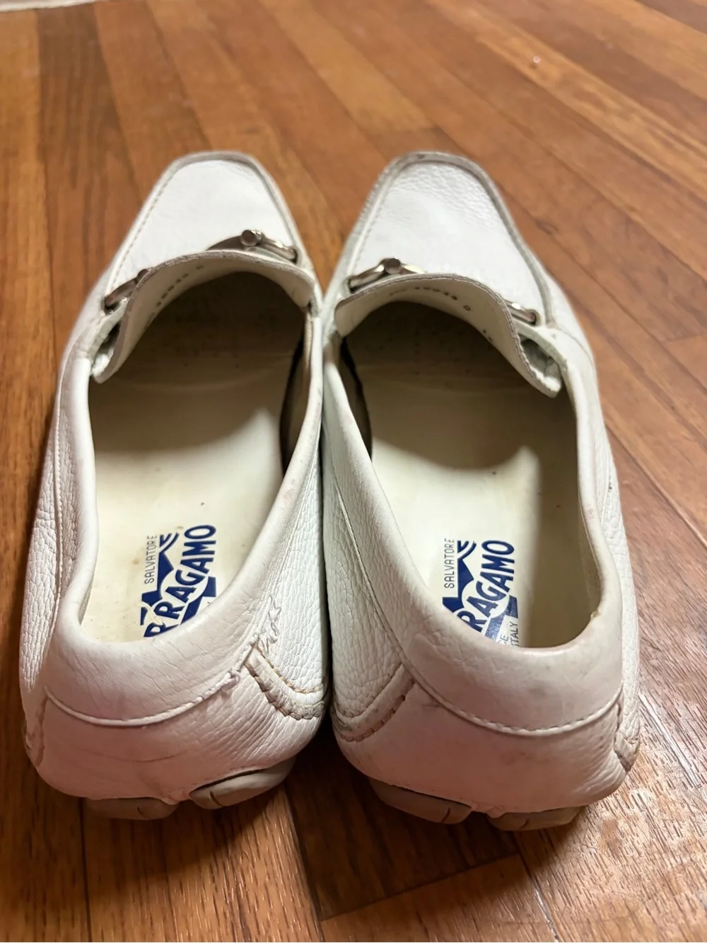 Salvatore Ferragamo White Leather Bit Loafers